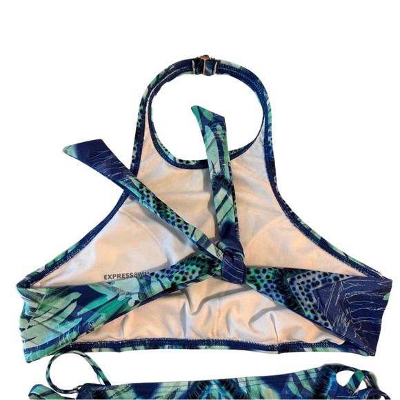 Express High Neck Halter Bikini Top with Three Strap Cut-Out Bottom - Picture 10 of 12
